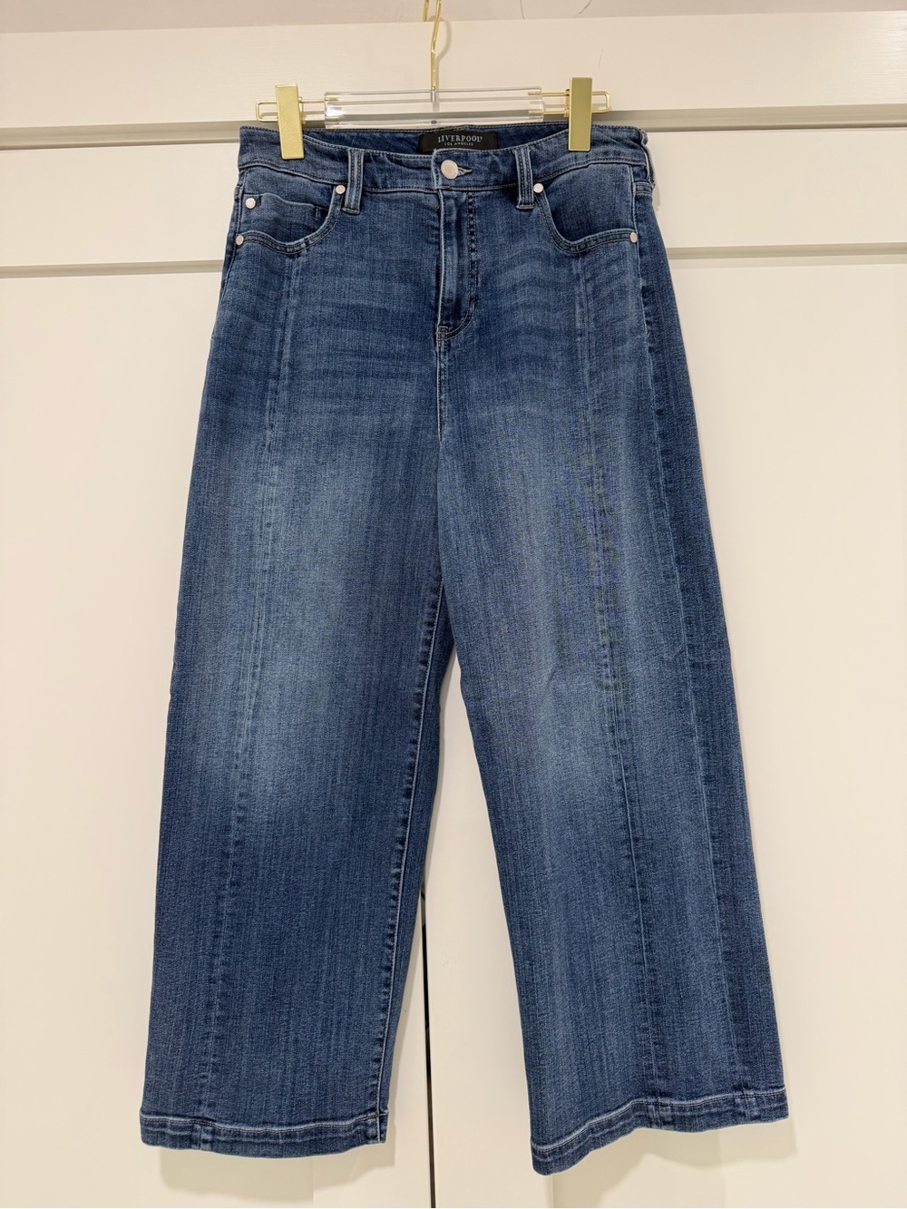 Liverpool Los Angeles Cropped Wide Leg Jeans Size 8/29 Medium Wash